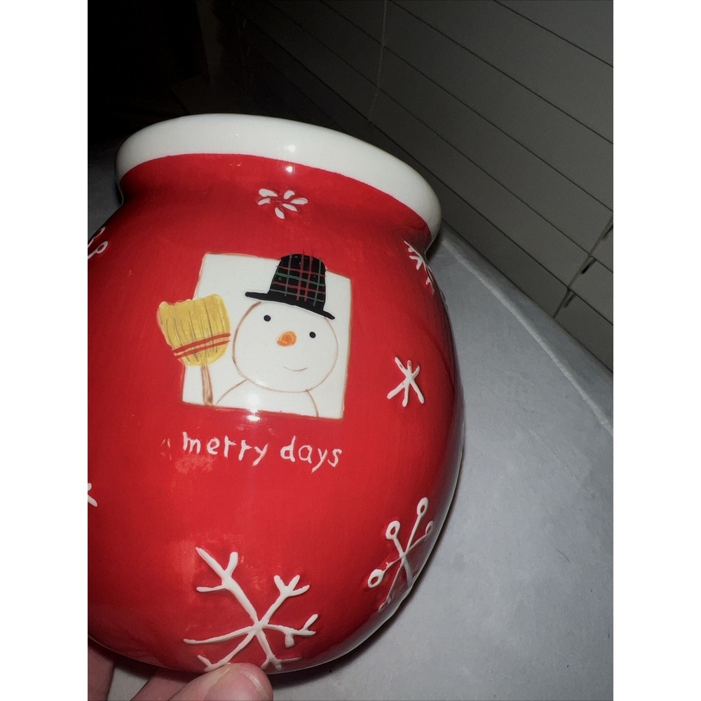 HALLMARK "MERRY DAYS" CHRISTMAS CANISTER/COOKIE JAR w/SNOWMAN - Picture 5 of 6